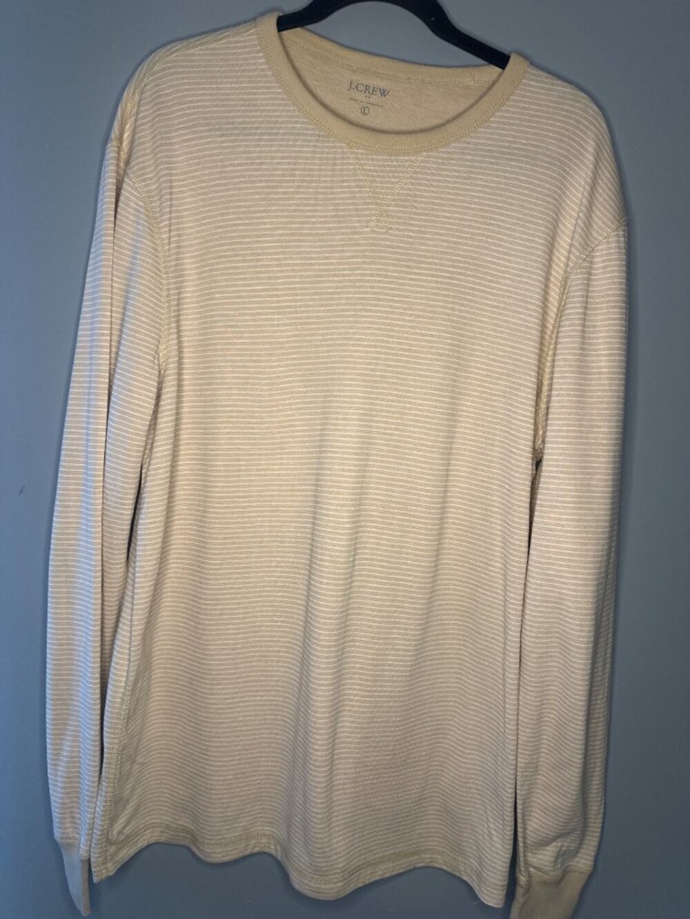 J.Crew Mens L Striped Long Sleeve Shirt Casual Cotton Blend minimalist outdoors